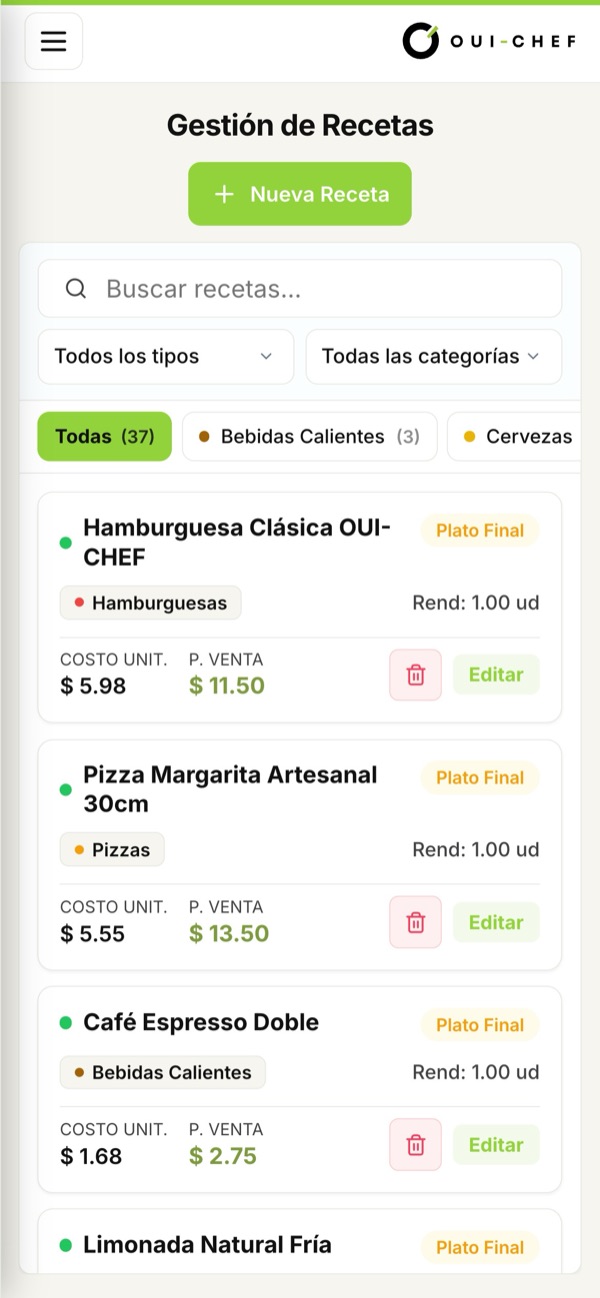 Recetas en el celular